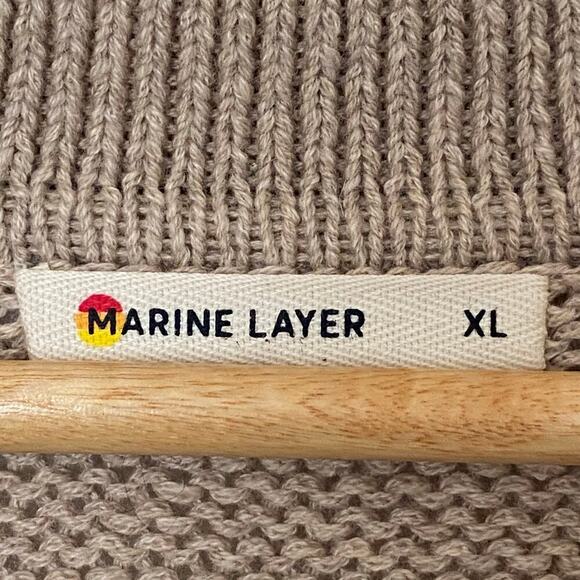 MARINE LAYER Claire Relaxed Knit Polo Sweater in Neutral Stripe, Size X-Large - Picture 6 of 15